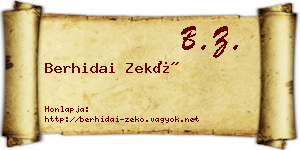 Berhidai Zekő névjegykártya